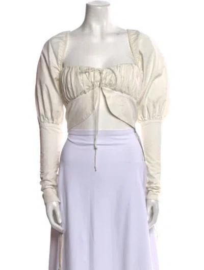 Pre-owned Orseund Iris Square Neckline Long Sleeve Crop Top In Neutral