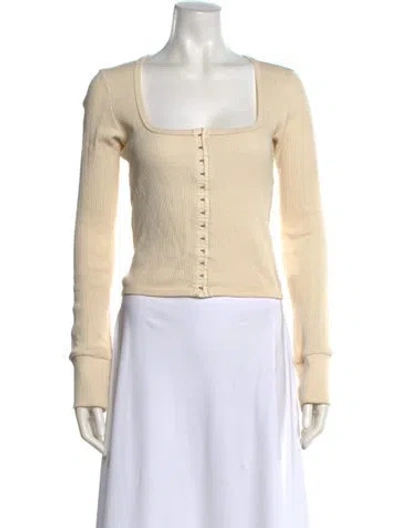 Pre-owned Orseund Iris Square Neckline Long Sleeve Crop Top In Neutral