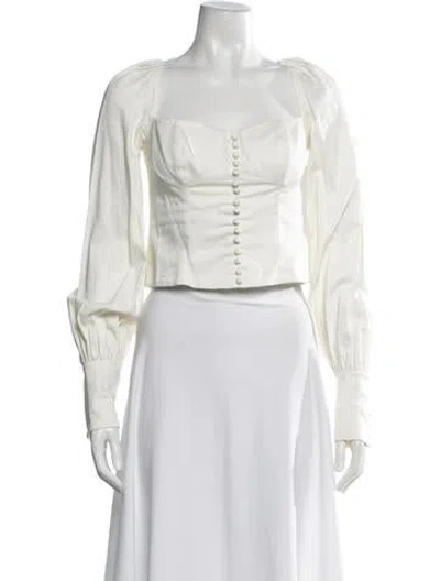 Pre-owned Orseund Iris Square Neckline Long Sleeve Top In Neutrals