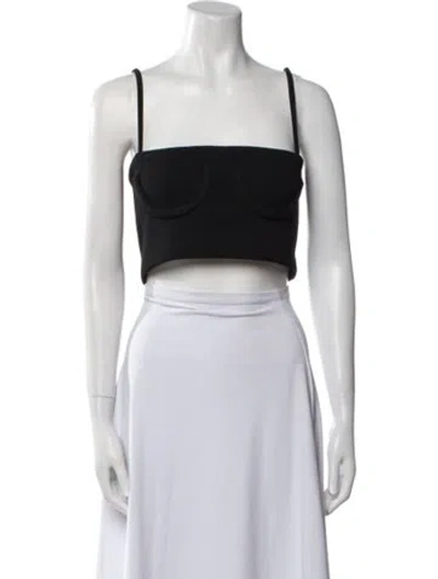 Pre-owned Orseund Iris Square Neckline Sleeveless Crop Top In Black