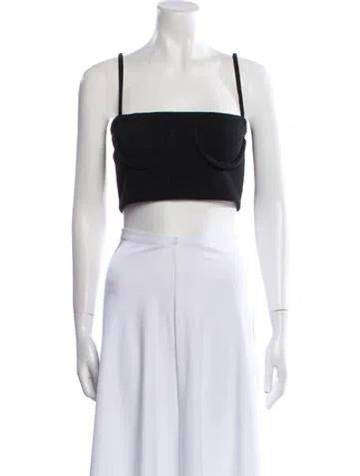 Pre-owned Orseund Iris Square Neckline Sleeveless Crop Top In Black