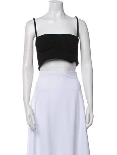 Pre-owned Orseund Iris Square Neckline Sleeveless Crop Top In Black
