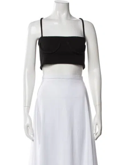 Pre-owned Orseund Iris Square Neckline Sleeveless Crop Top In Black