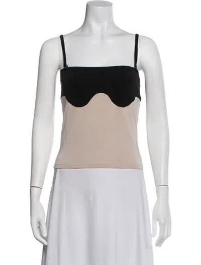 Pre-owned Orseund Iris Square Neckline Sleeveless Crop Top In Black/neutrals