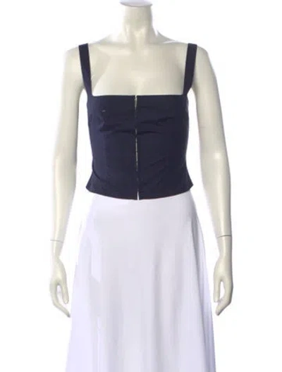 Pre-owned Orseund Iris Square Neckline Sleeveless Crop Top In Blue
