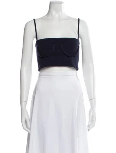 Pre-owned Orseund Iris Square Neckline Sleeveless Crop Top In Blue