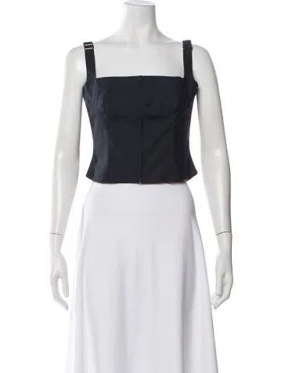 Pre-owned Orseund Iris Square Neckline Sleeveless Crop Top In Blue