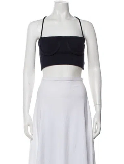 Pre-owned Orseund Iris Square Neckline Sleeveless Crop Top In Blue