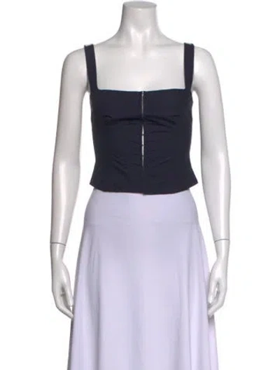 Pre-owned Orseund Iris Square Neckline Sleeveless Crop Top In Blue
