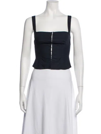 Pre-owned Orseund Iris Square Neckline Sleeveless Crop Top In Blue