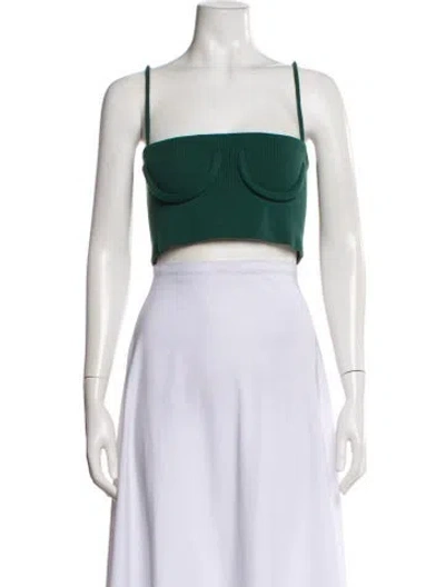 Pre-owned Orseund Iris Square Neckline Sleeveless Crop Top In Green