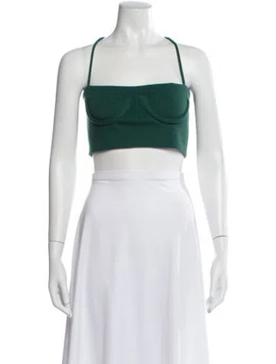 Pre-owned Orseund Iris Square Neckline Sleeveless Crop Top In Green