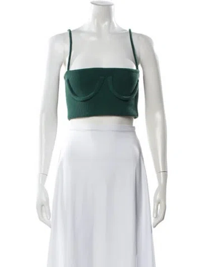 Pre-owned Orseund Iris Square Neckline Sleeveless Crop Top In Green