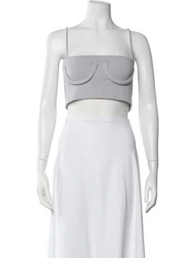 Pre-owned Orseund Iris Square Neckline Sleeveless Crop Top In Grey