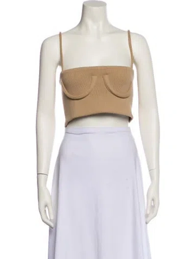 Pre-owned Orseund Iris Square Neckline Sleeveless Crop Top In Neutral