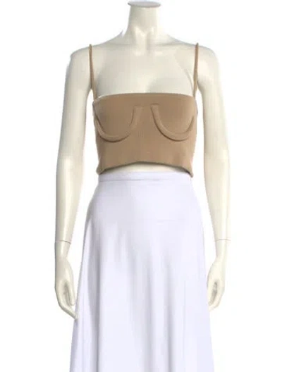 Pre-owned Orseund Iris Square Neckline Sleeveless Crop Top In Neutral