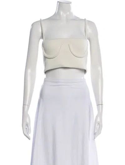 Pre-owned Orseund Iris Square Neckline Sleeveless Crop Top In Neutral