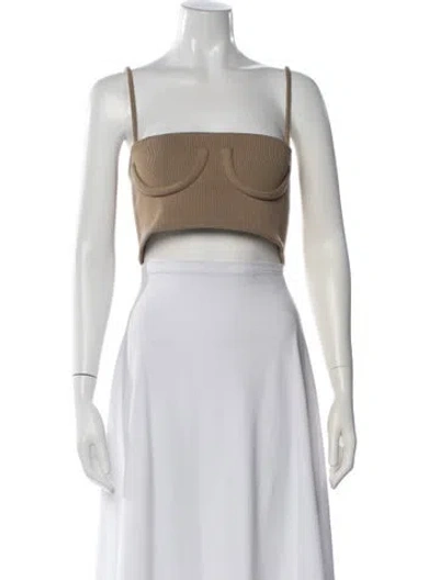 Pre-owned Orseund Iris Square Neckline Sleeveless Crop Top In Neutral