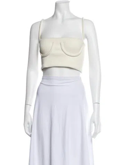 Pre-owned Orseund Iris Square Neckline Sleeveless Crop Top In Neutral