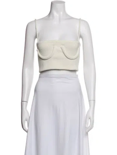 Pre-owned Orseund Iris Square Neckline Sleeveless Crop Top In Neutral
