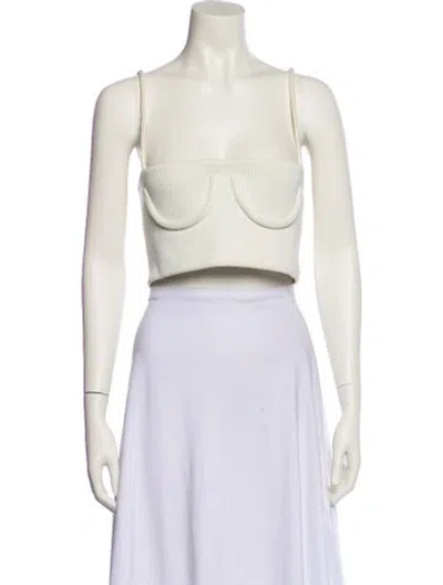 Pre-owned Orseund Iris Square Neckline Sleeveless Crop Top In Neutrals