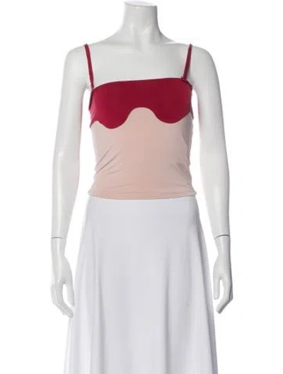 Pre-owned Orseund Iris Square Neckline Sleeveless Crop Top In Red