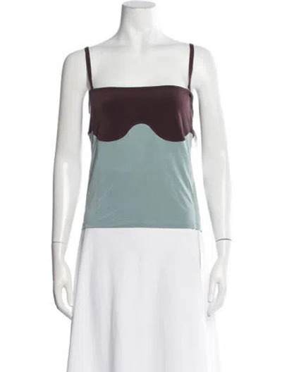 Pre-owned Orseund Iris Square Neckline Sleeveless Crop Top W/ Tags In Blue