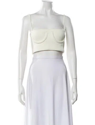 Pre-owned Orseund Iris Square Neckline Sleeveless Crop Top In White