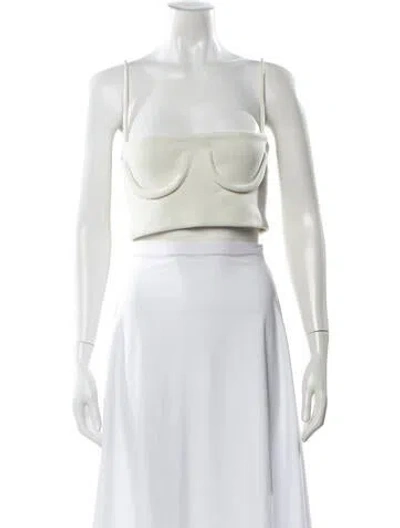 Pre-owned Orseund Iris Square Neckline Sleeveless Crop Top In White