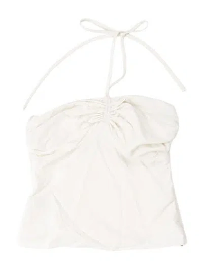 Pre-owned Orseund Iris Square Neckline Sleeveless Crop Top In White