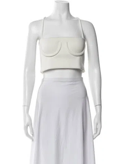 Pre-owned Orseund Iris Square Neckline Sleeveless Crop Top In White