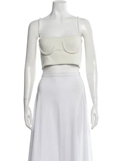 Pre-owned Orseund Iris Square Neckline Sleeveless Crop Top In White