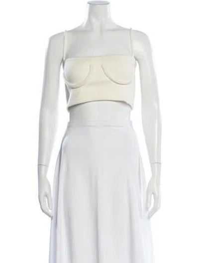 Pre-owned Orseund Iris Square Neckline Sleeveless Crop Top In White
