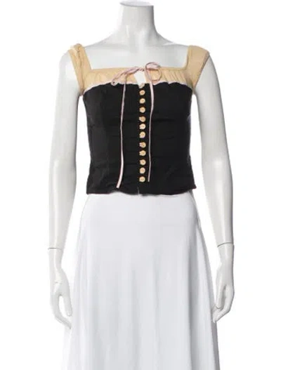 Pre-owned Orseund Iris Square Neckline Sleeveless Top In Black/neutrals