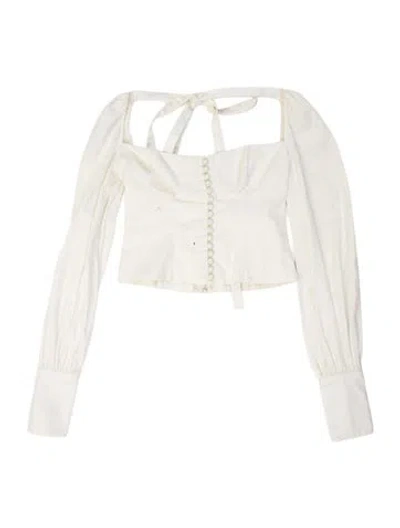 Pre-owned Orseund Iris Strapless Long Sleeve Crop Top W/ Tags In Neutral