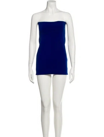 Pre-owned Orseund Iris Strapless Mini Dress In Blue