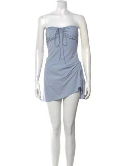 Pre-owned Orseund Iris Strapless Mini Dress In Blue