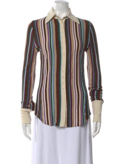 Pre-owned Orseund Iris Striped Long Sleeve Button-up Top In Multi