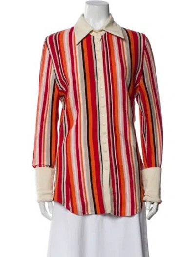 Pre-owned Orseund Iris Striped Long Sleeve Top In Red