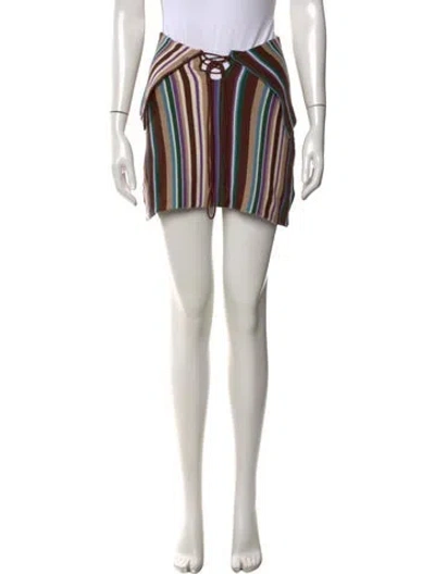 Pre-owned Orseund Iris Striped Mini Skirt In White