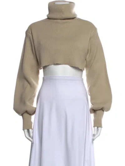 Pre-owned Orseund Iris Turtleneck Long Sleeve Crop Top In Neutral
