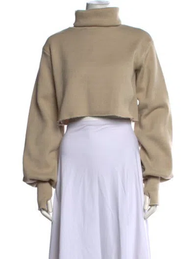 Pre-owned Orseund Iris Turtleneck Long Sleeve Crop Top In Neutrals