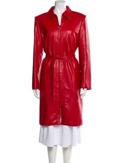 Pre-owned Orseund Iris Vegan Leather Trench Coat In Red