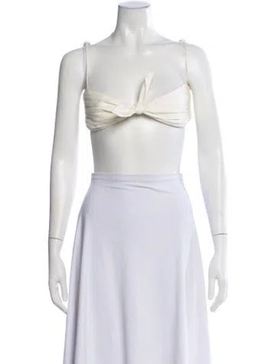 Pre-owned Orseund Iris V-neck Sleeveless Crop Top In Neutral