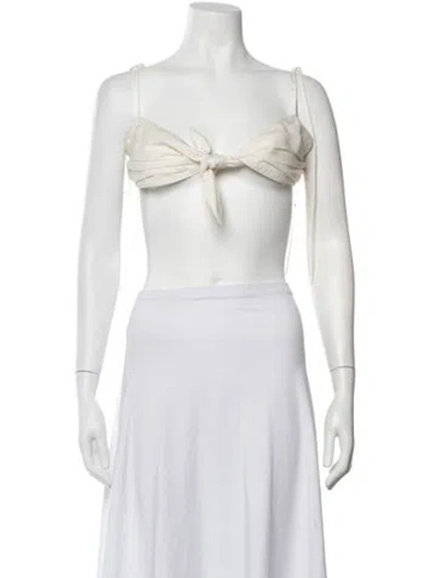 Pre-owned Orseund Iris V-neck Sleeveless Crop Top In Neutrals