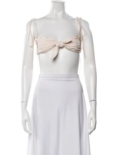 Pre-owned Orseund Iris Wool Striped Crop Top In White