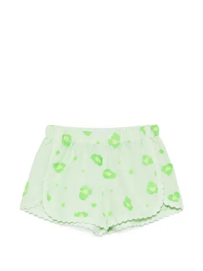 Orsina Animal-pattern Scalloped-trim Shorts In Green