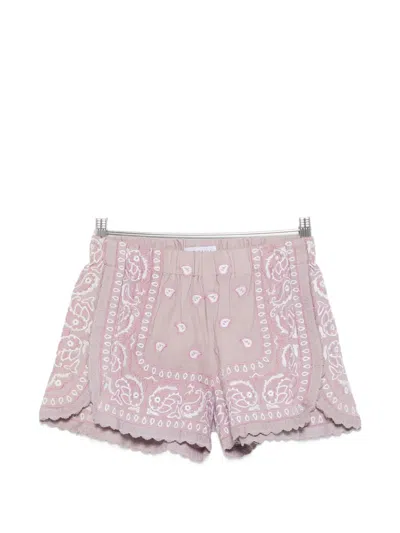 Orsina Bandana-print Embroidered Shorts In Pink