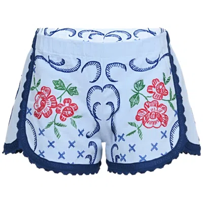 Orsina Cotton Shorts Blue Base Floral Xs