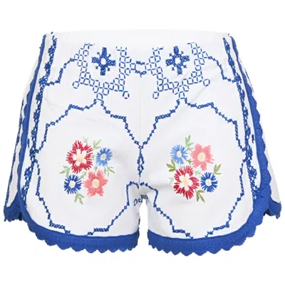 Orsina Cotton Shorts Blue Trim Floral Multi Xs